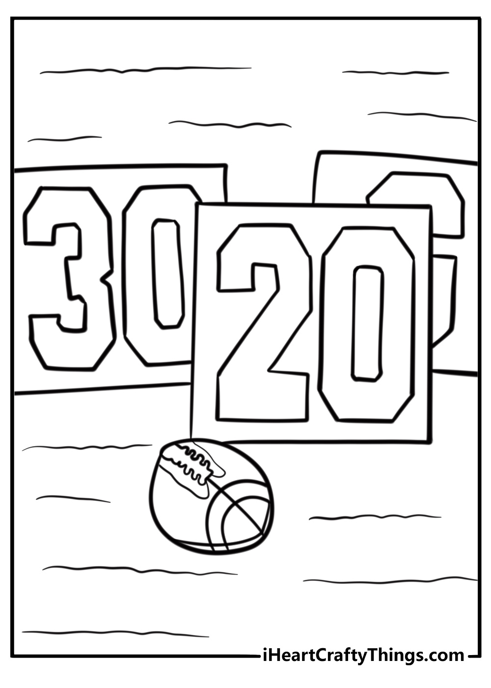 Football with yard line markers printable coloring page