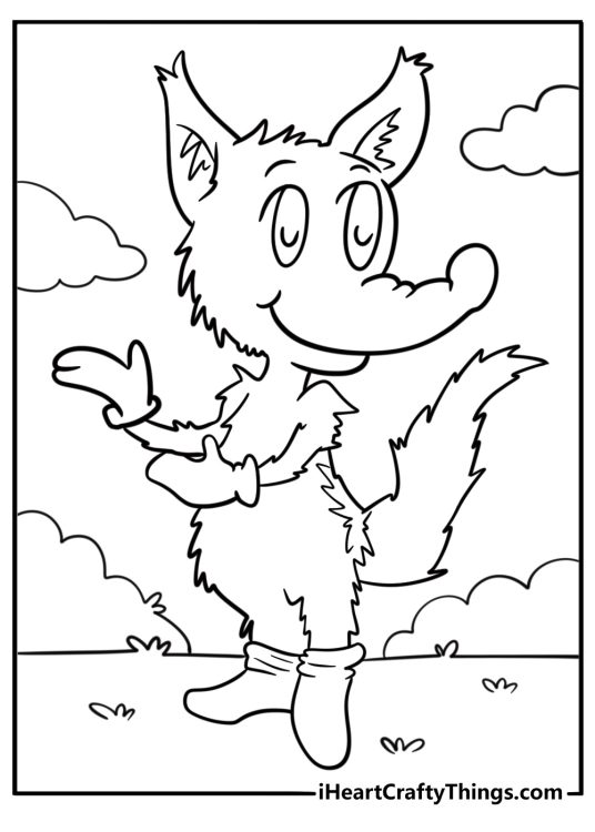 Fox in socks coloring page