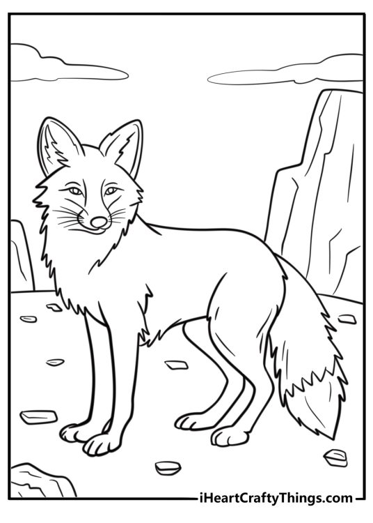Free animal-themed printable for kids of a traditional young mid-size fox