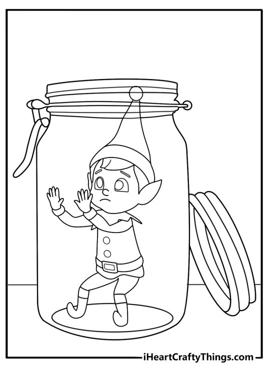 free elf on the shelf printable of elf hiding in a cookie jar with the lid tilted