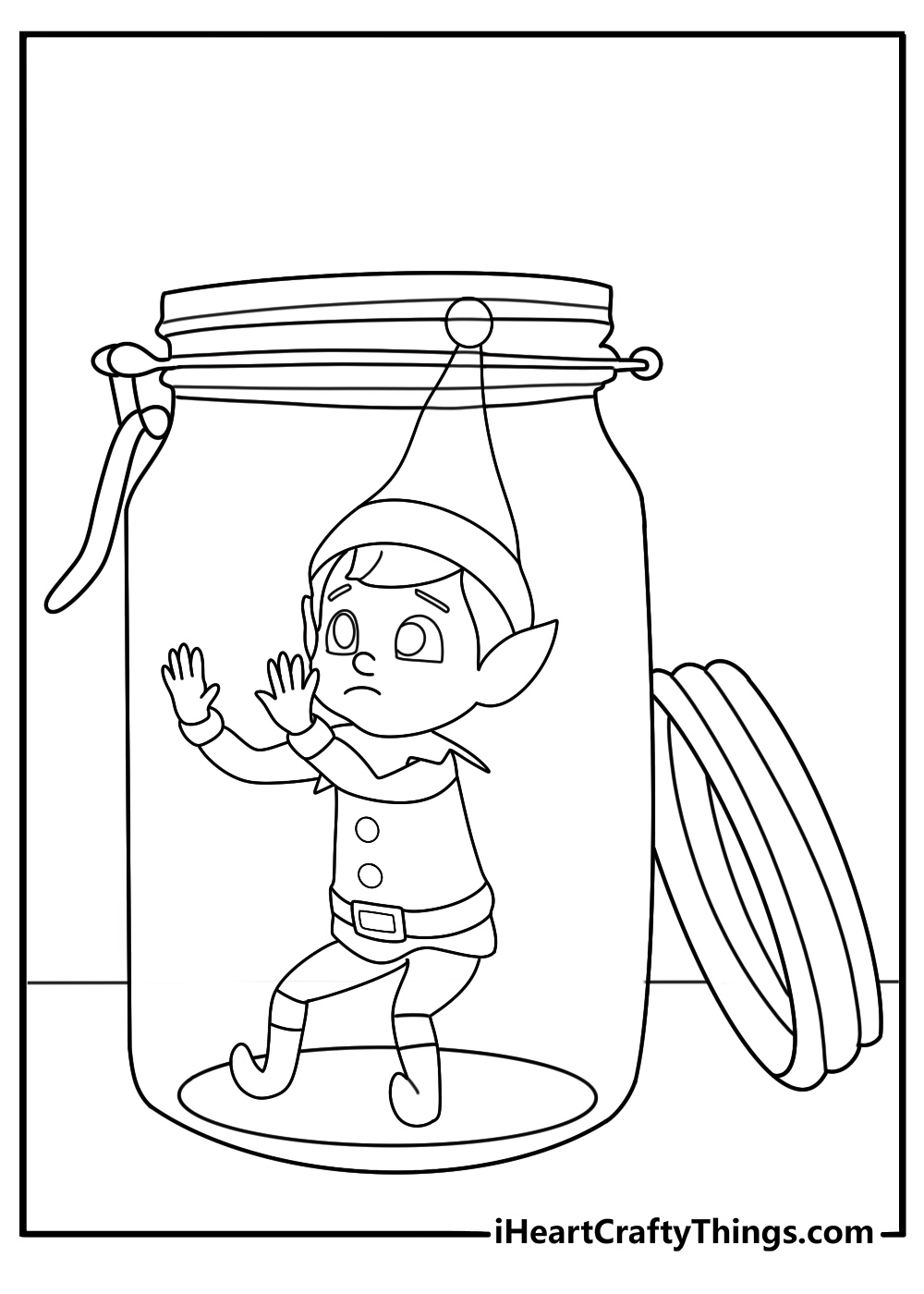 free elf on the shelf printable of elf hiding in a cookie jar with the lid tilted