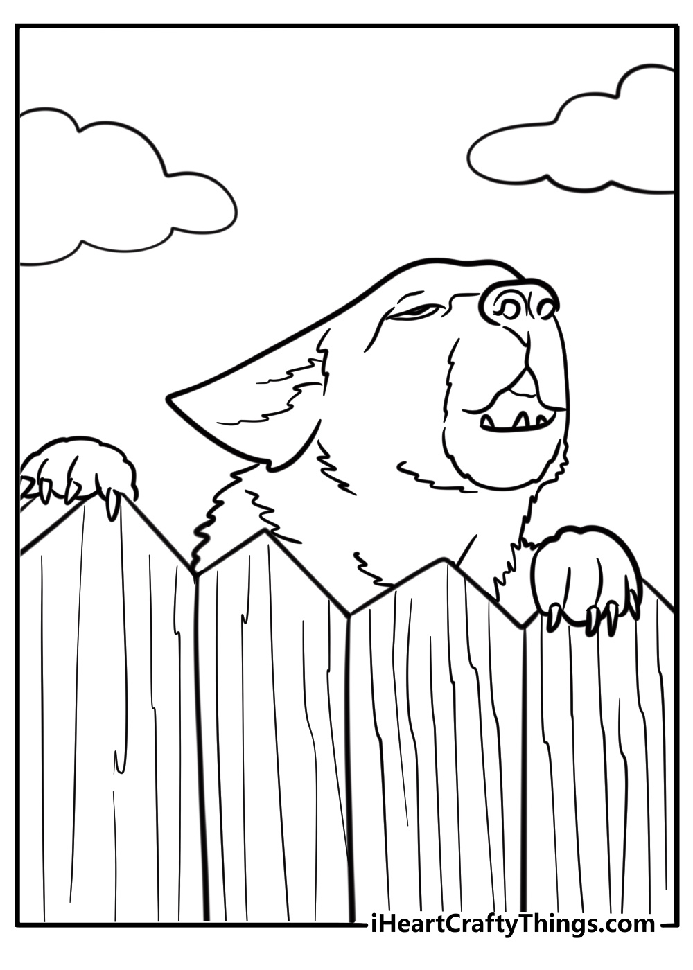 German shepherd barking at the fence printable coloring page