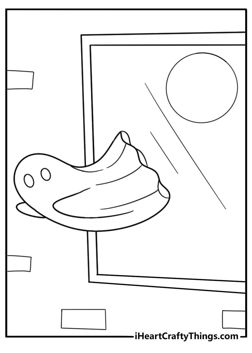 ghost drifting by a window with the moon