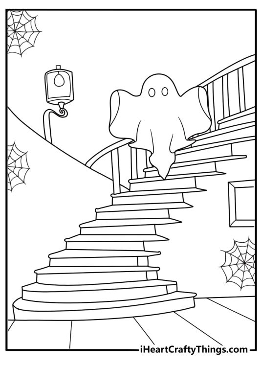 ghost hovering on a staircase with cobwebs pdf
