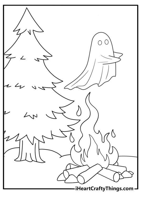 ghost near a calm campfire with tall pines pdf download