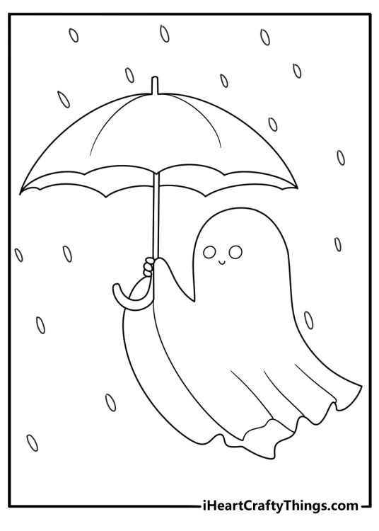 ghost under an umbrella in the rain easy page