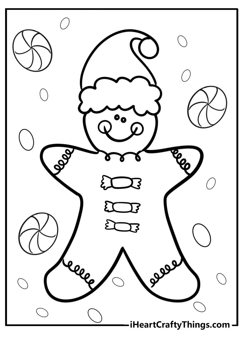 Gingerbread man with candy buttons free printable sheet