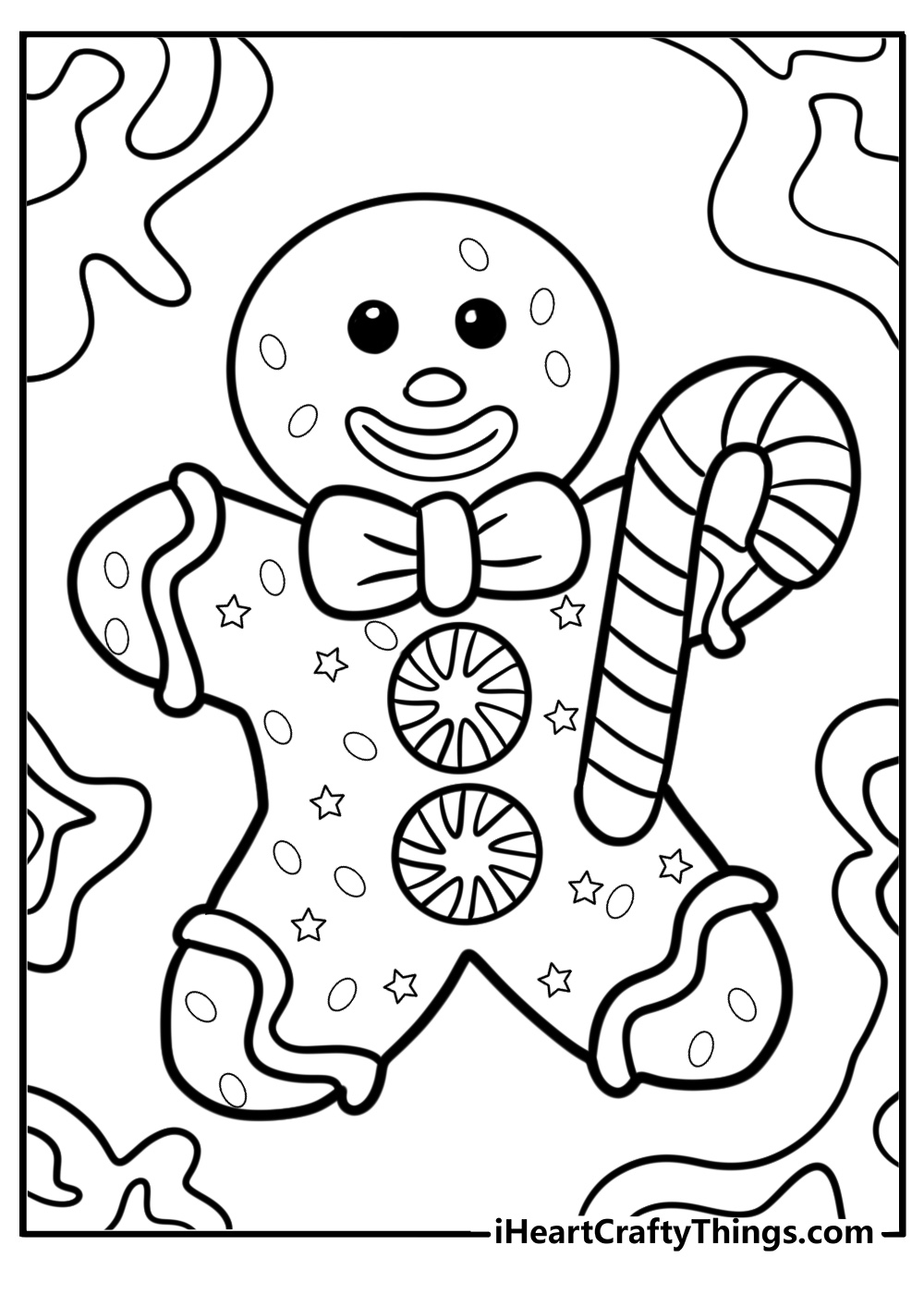 Gingerbread man with icing decorations detailed sheet