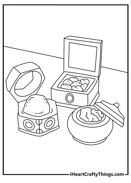gold frankincense and myrrh appear in three gift containers in this detailed printable