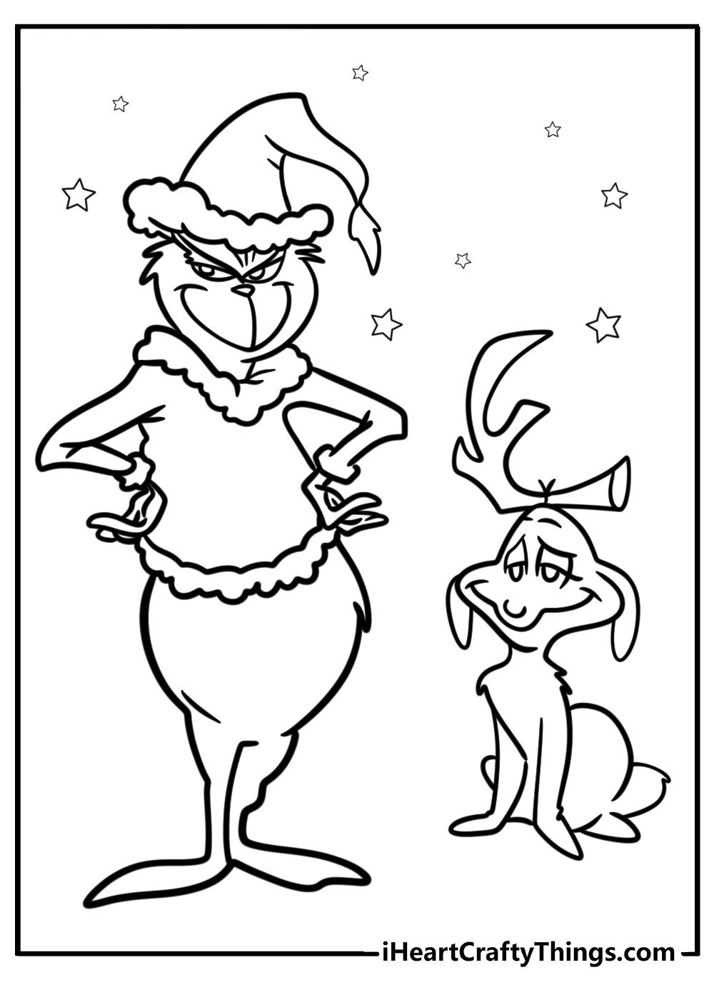 Grinch and max the dog free printable coloring sheet