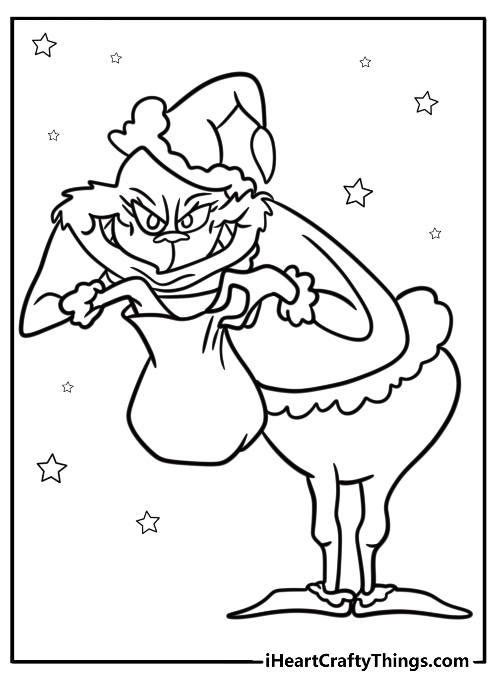 Grinch dressed as santa will bring coloring fun