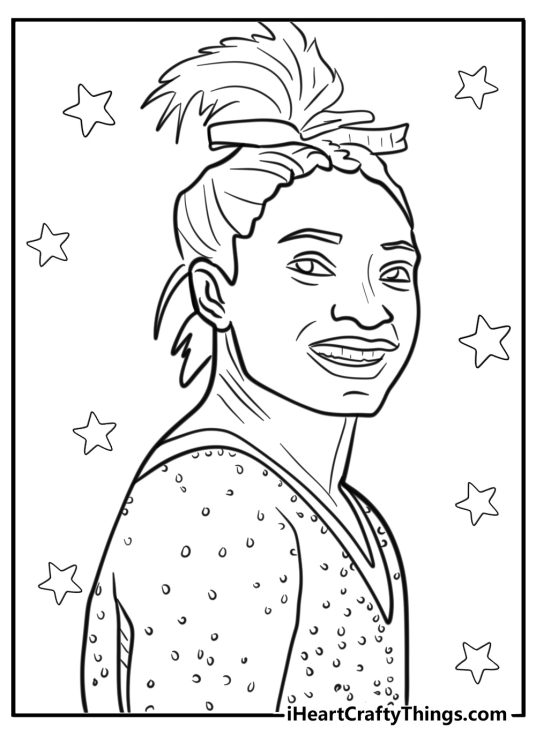 Gymnastics-themed poster featuring a close-up portrait of an American artistic gymnast Simone Biles