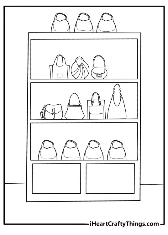 handbag display with totes clutches and crossbody bags coloring sheet pdf