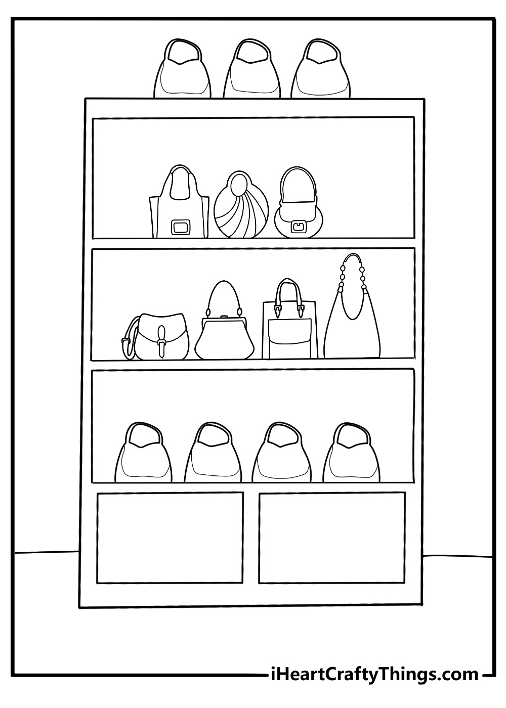 handbag display with totes clutches and crossbody bags coloring sheet pdf