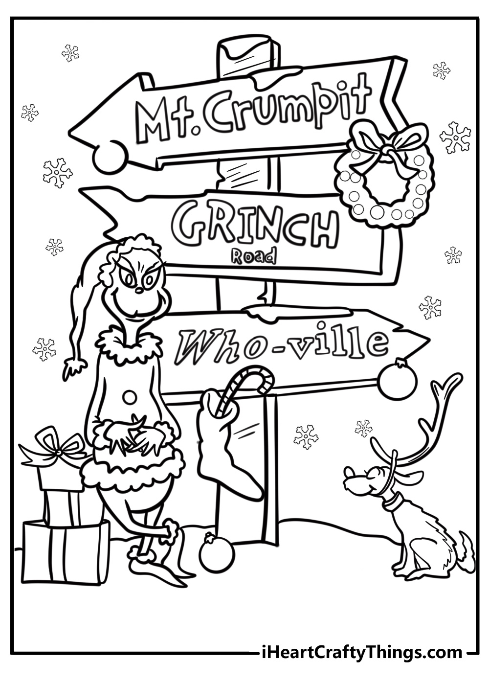 Happy grinch in whoville with this coloring sheet December 