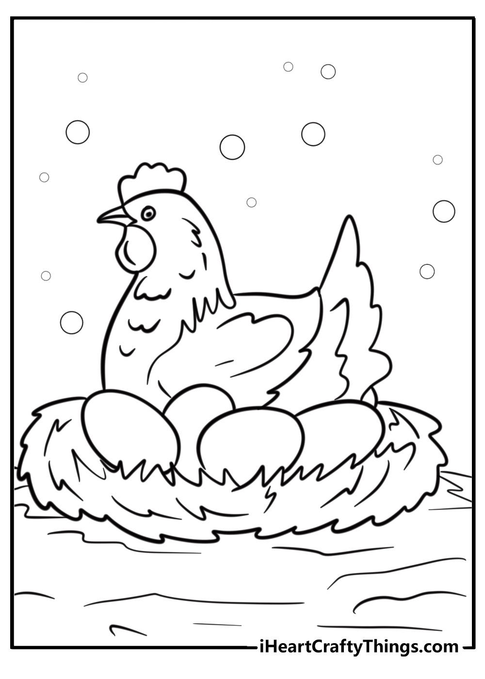 Hen laying eggs free coloring page pdf