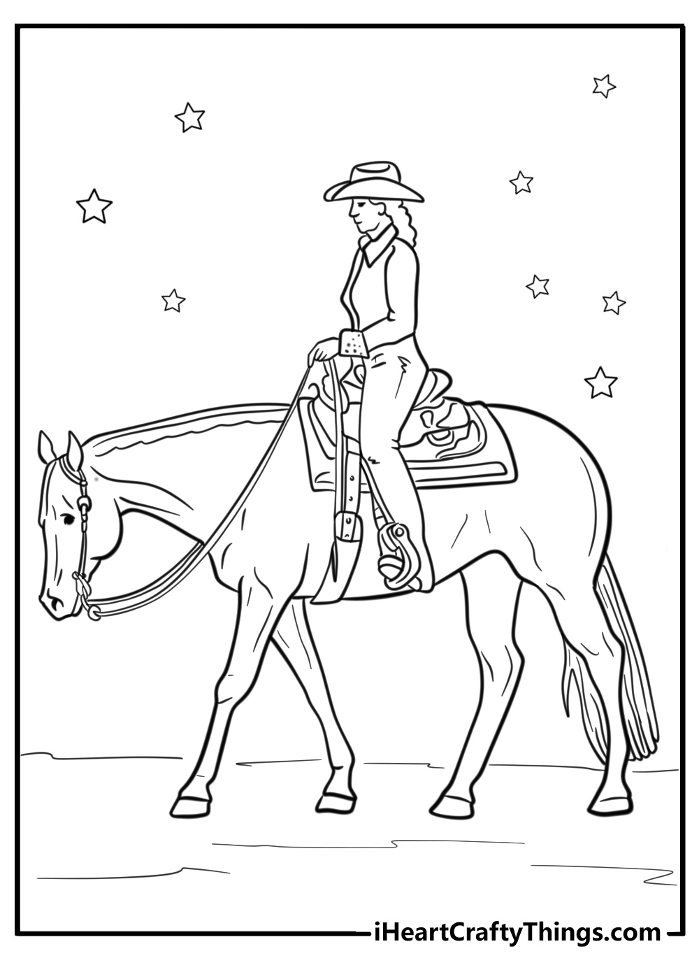 Horse and girl coloring pages