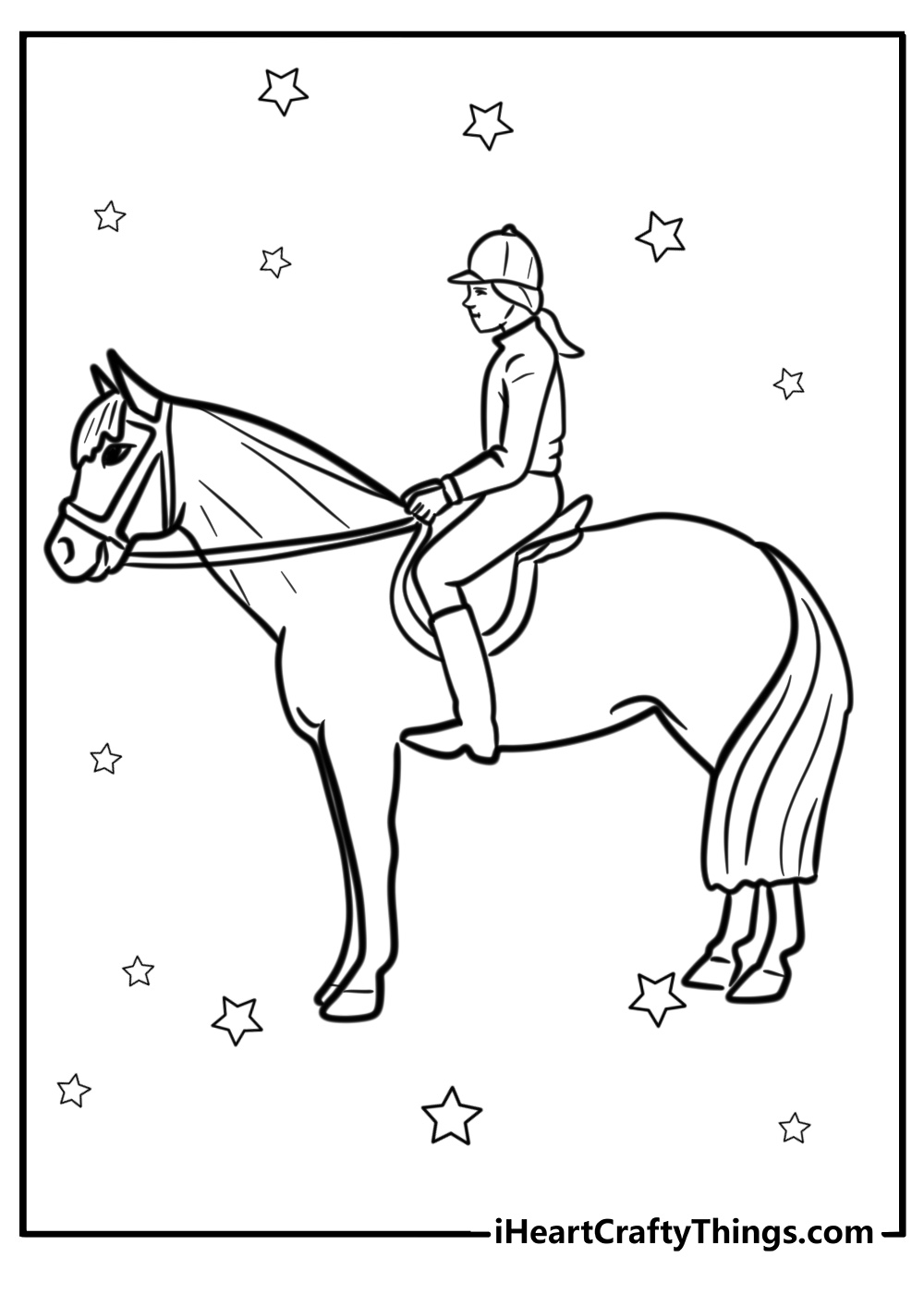 Horse and rider coloring page