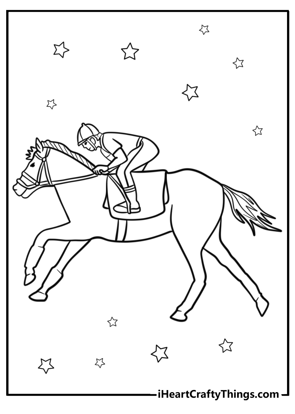 Horse racing coloring pages