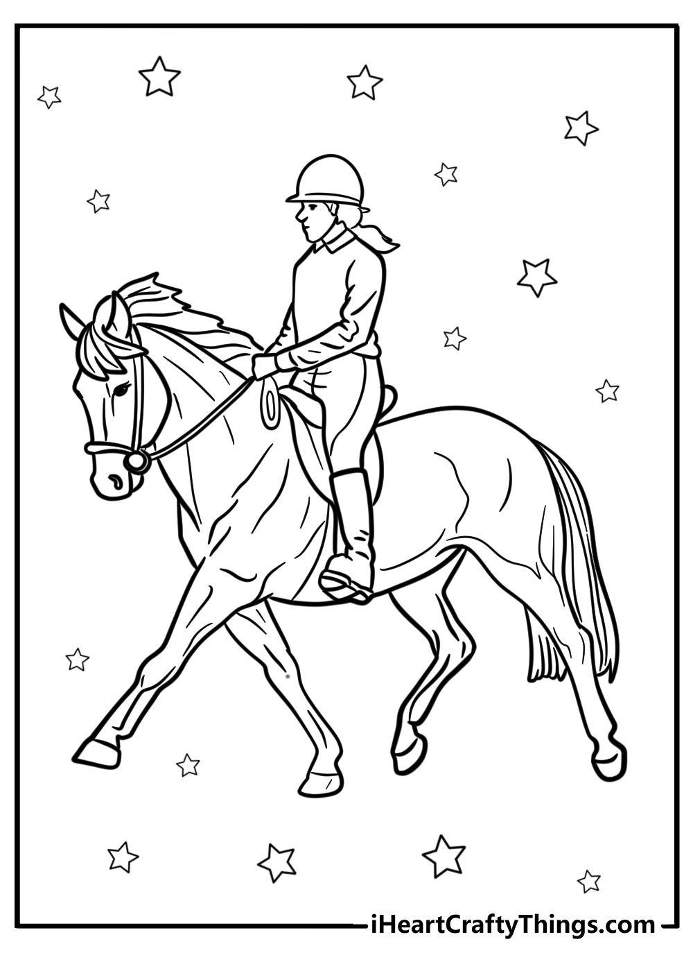 Horse riding coloring pages