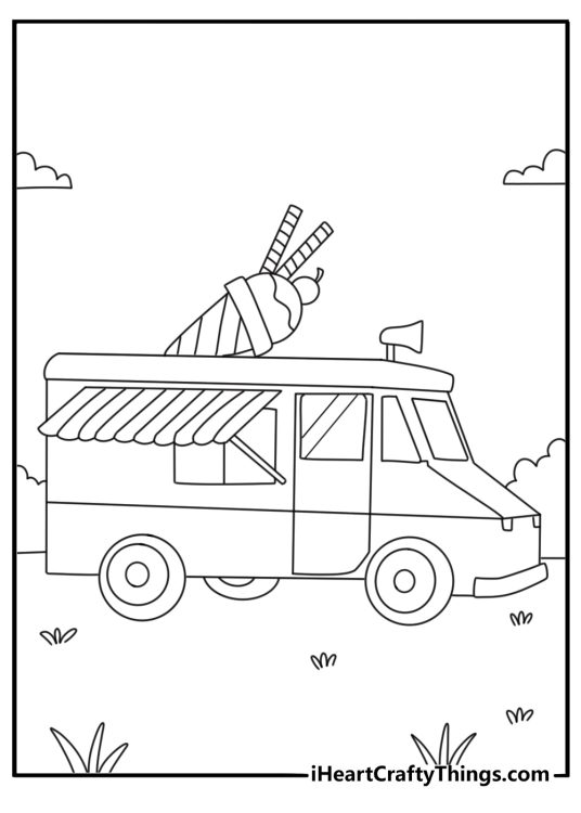 ice cream truck coloring page printable