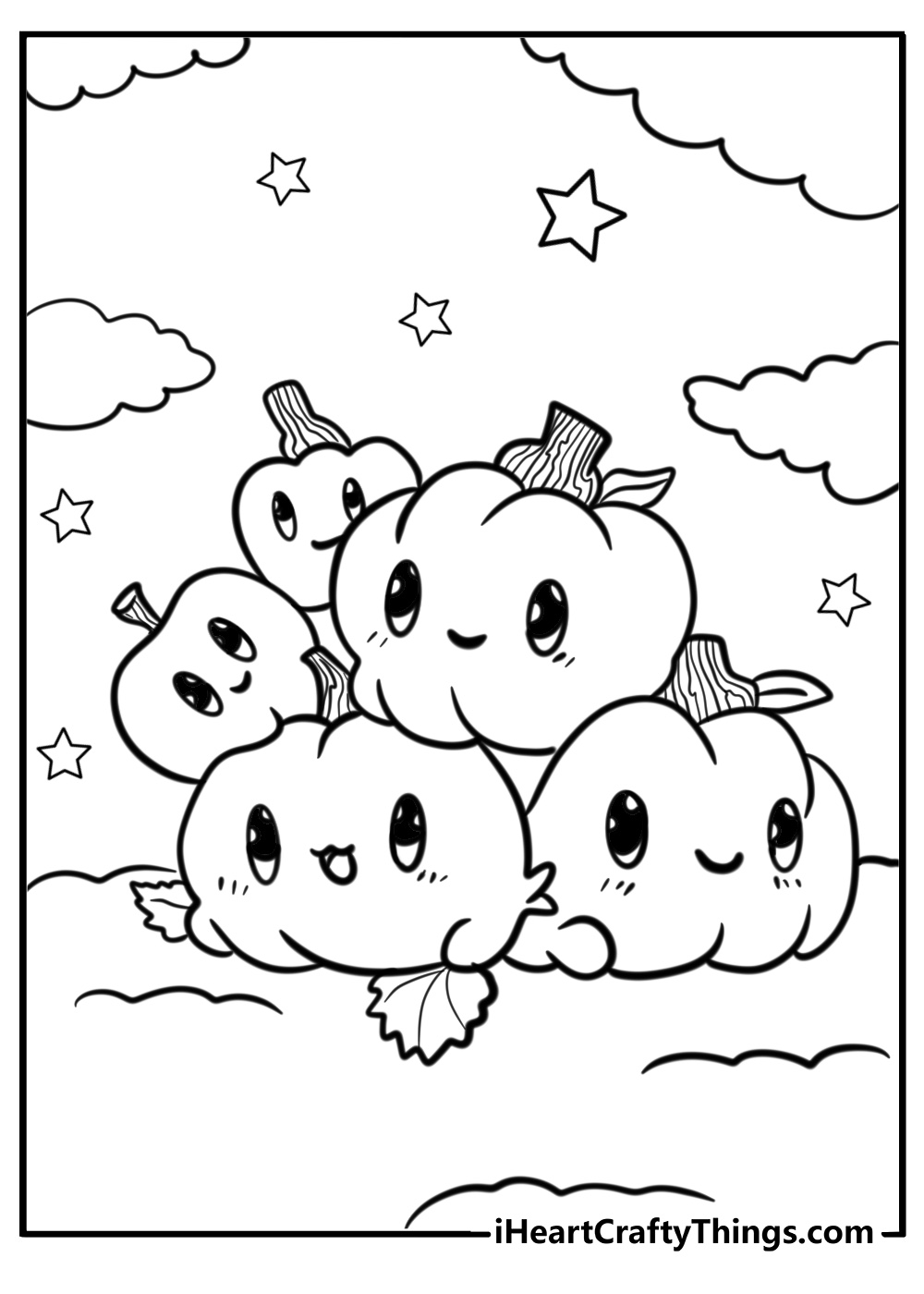 Kawaii fall coloring pages