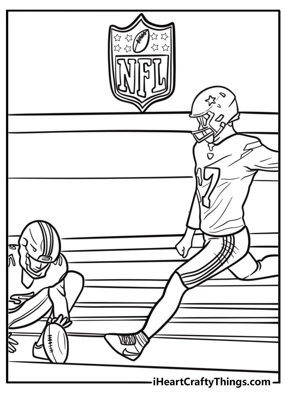 Kicker making a field goal detailed coloring sheet