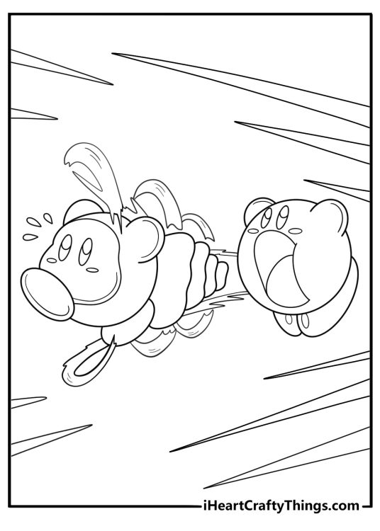 kirby inhaling an enemy simple coloring page for kids