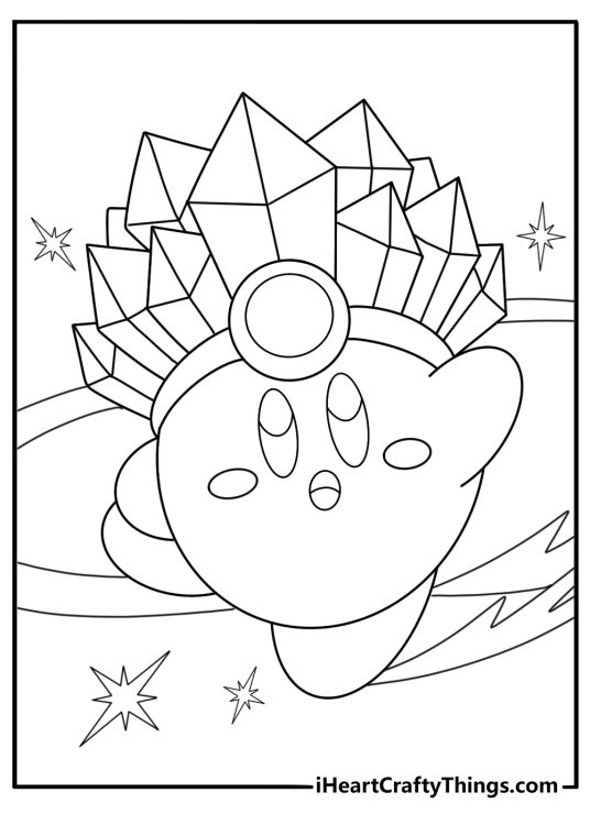 kirby using ice ability fun cartoon coloring sheet
