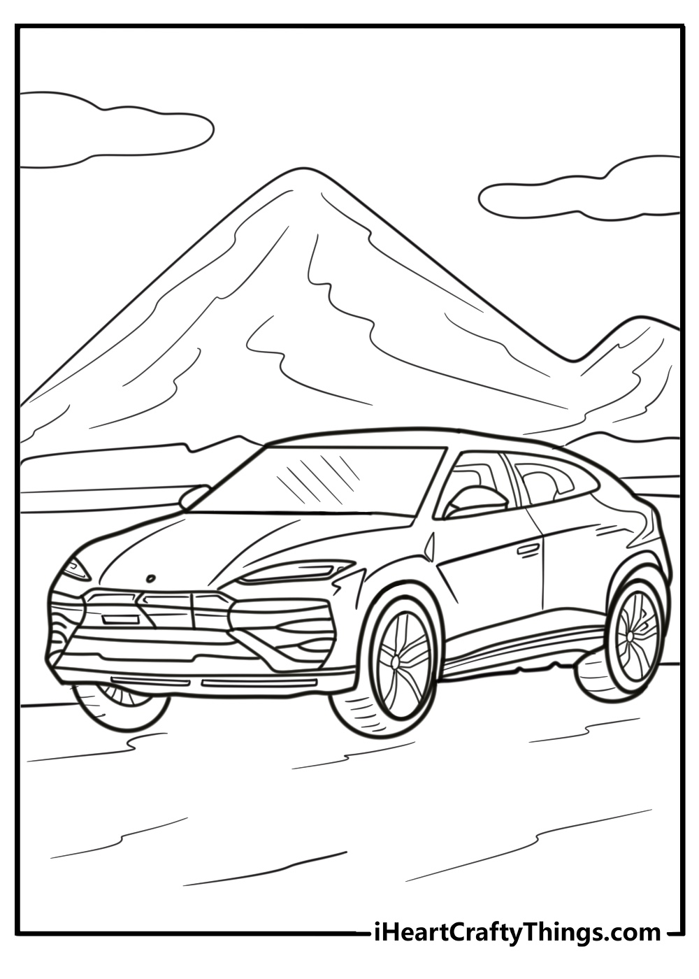 Lamborghini urus suv in motion coloring page