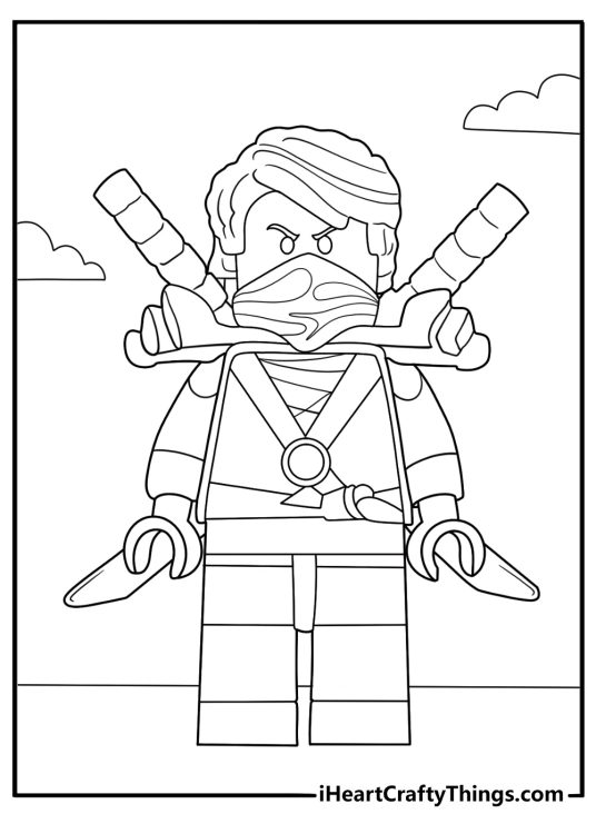 lego ninjago cartoon coloring page featuring lloyd as green ninja
