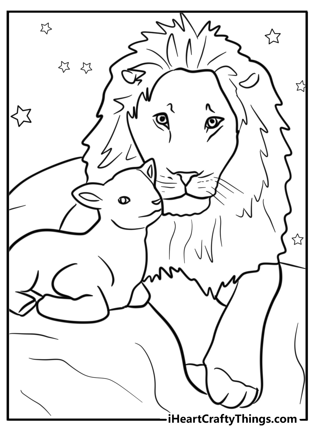 Lion and lamb coloring page