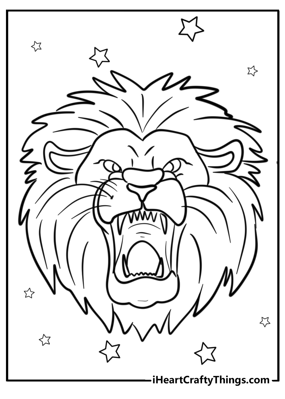 Lion roaring coloring pages