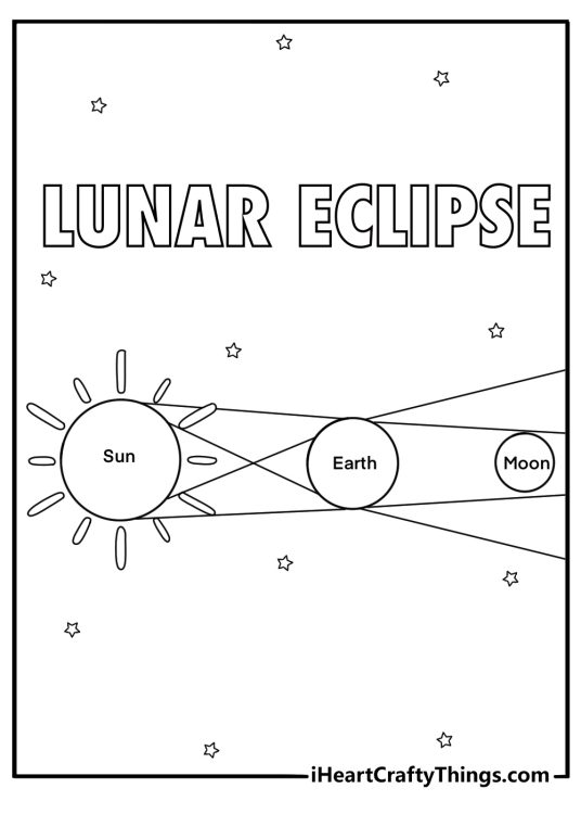 lunar eclipse coloring page simple printable for kids