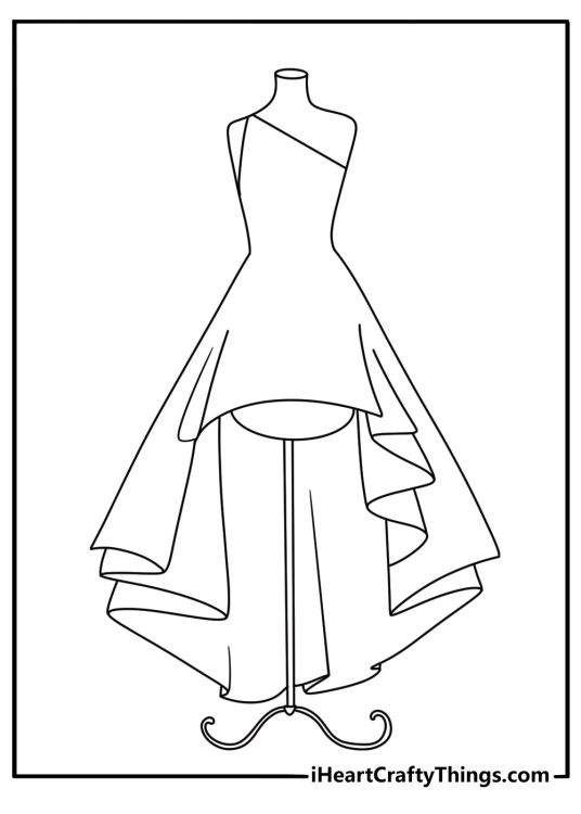 mannequin draped in layered outfit fashion coloring sheet easy for kids
