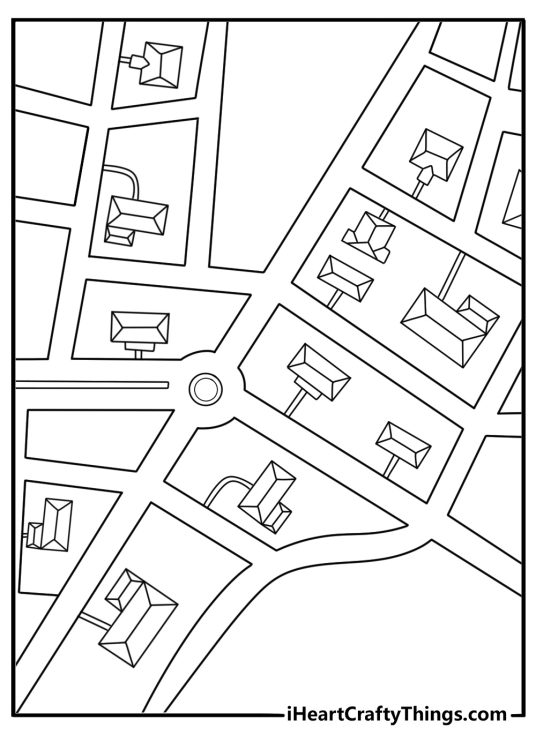 metropolis printable pdf aerial city map grid with blocks roads and a central square