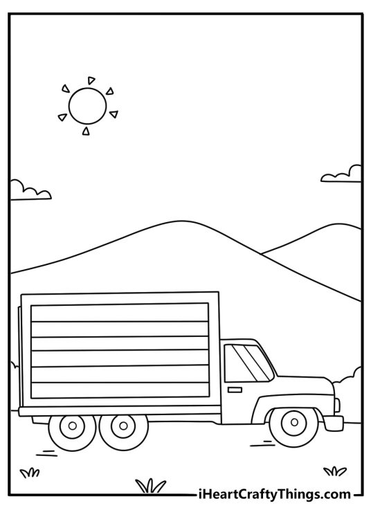 moving truck coloring page PDF
