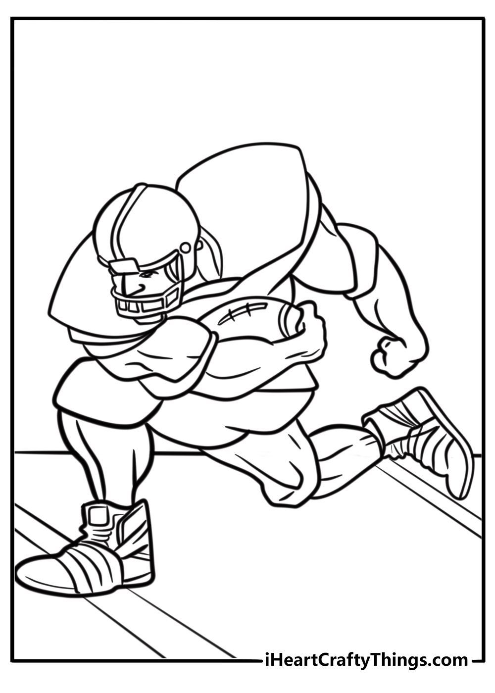 Player scoring a touchdown detailed football coloring sheet