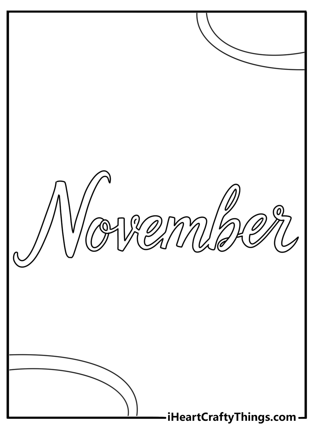 printable november coloring sheet featuring the word november written in cursive letters