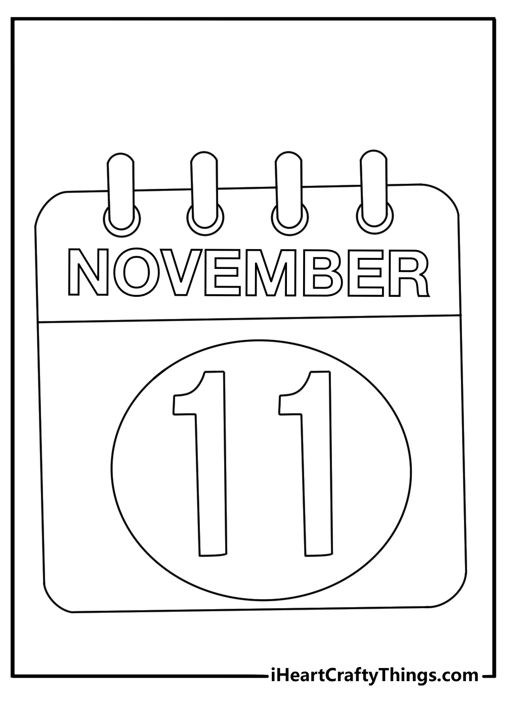 printable november page featuring a calendar marked with the number 1l