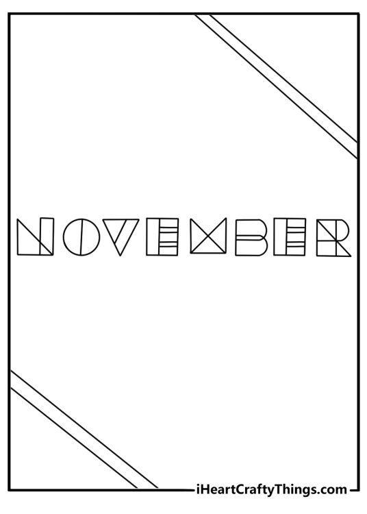 printable november page featuring large letters filled with simple geometric shapes