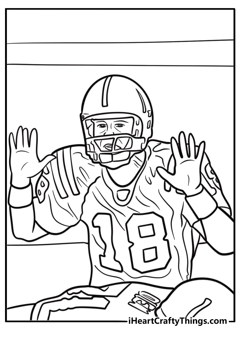 Quarterback calling a play at the line detailed coloring sheet