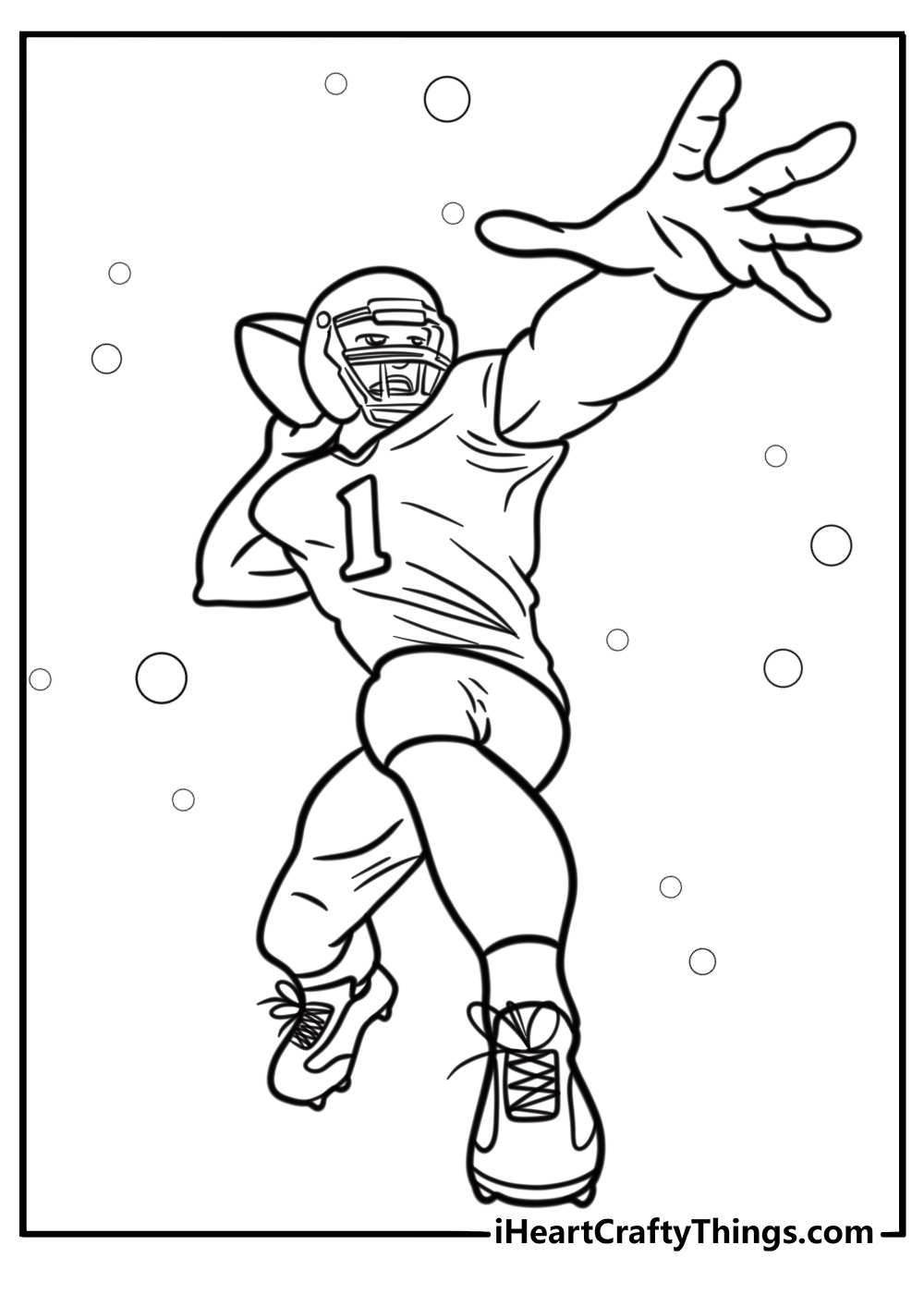 Quarterback throwing a pass detailed football coloring sheet