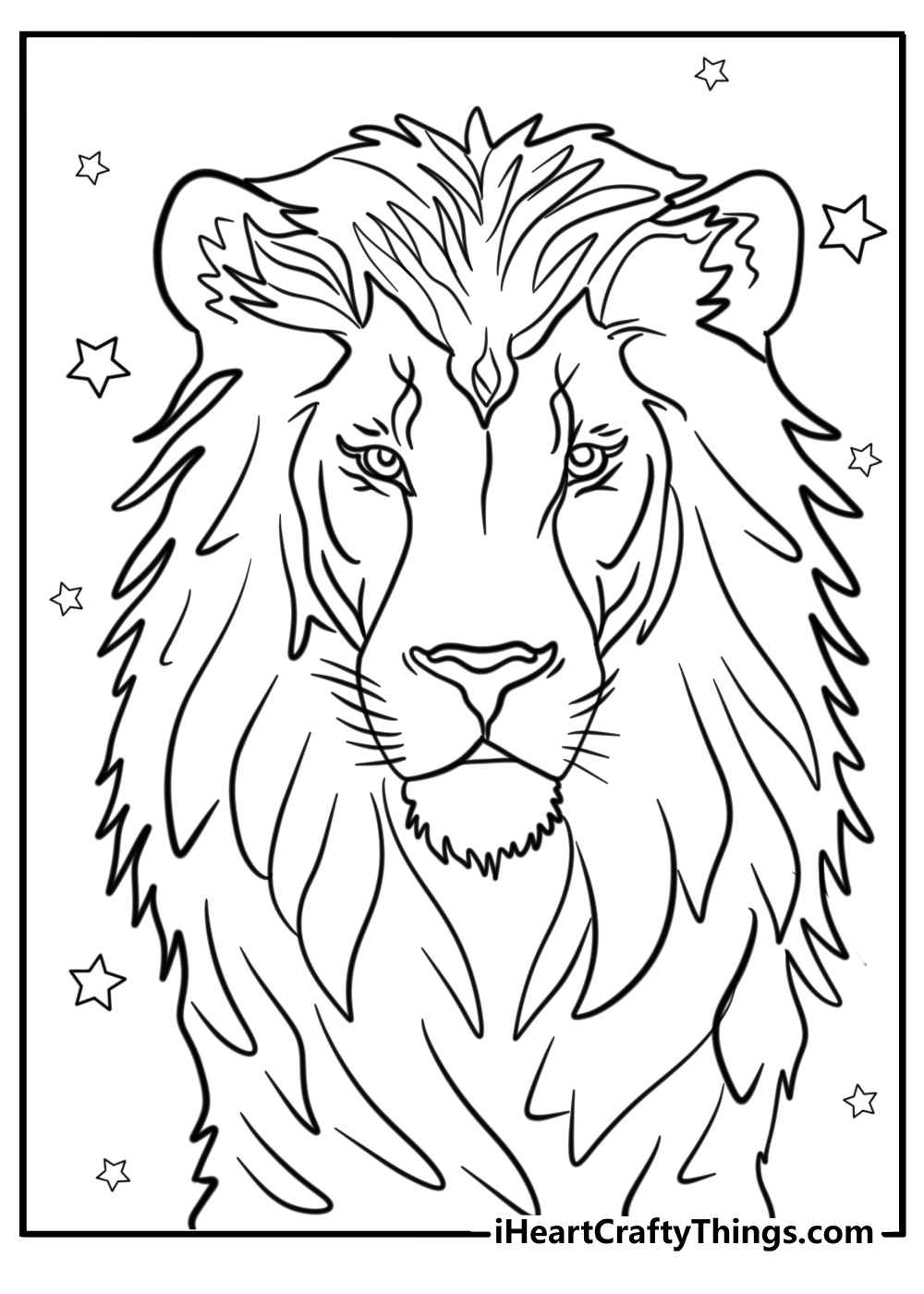 Realistic lion head lion coloring page