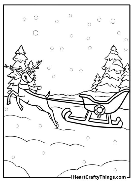 Reindeer pulling santa