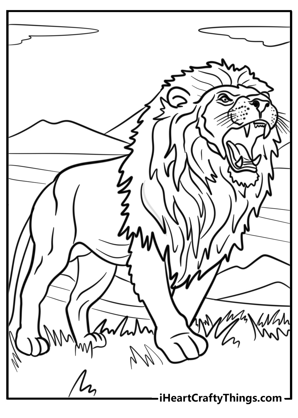 Scary lion coloring pages