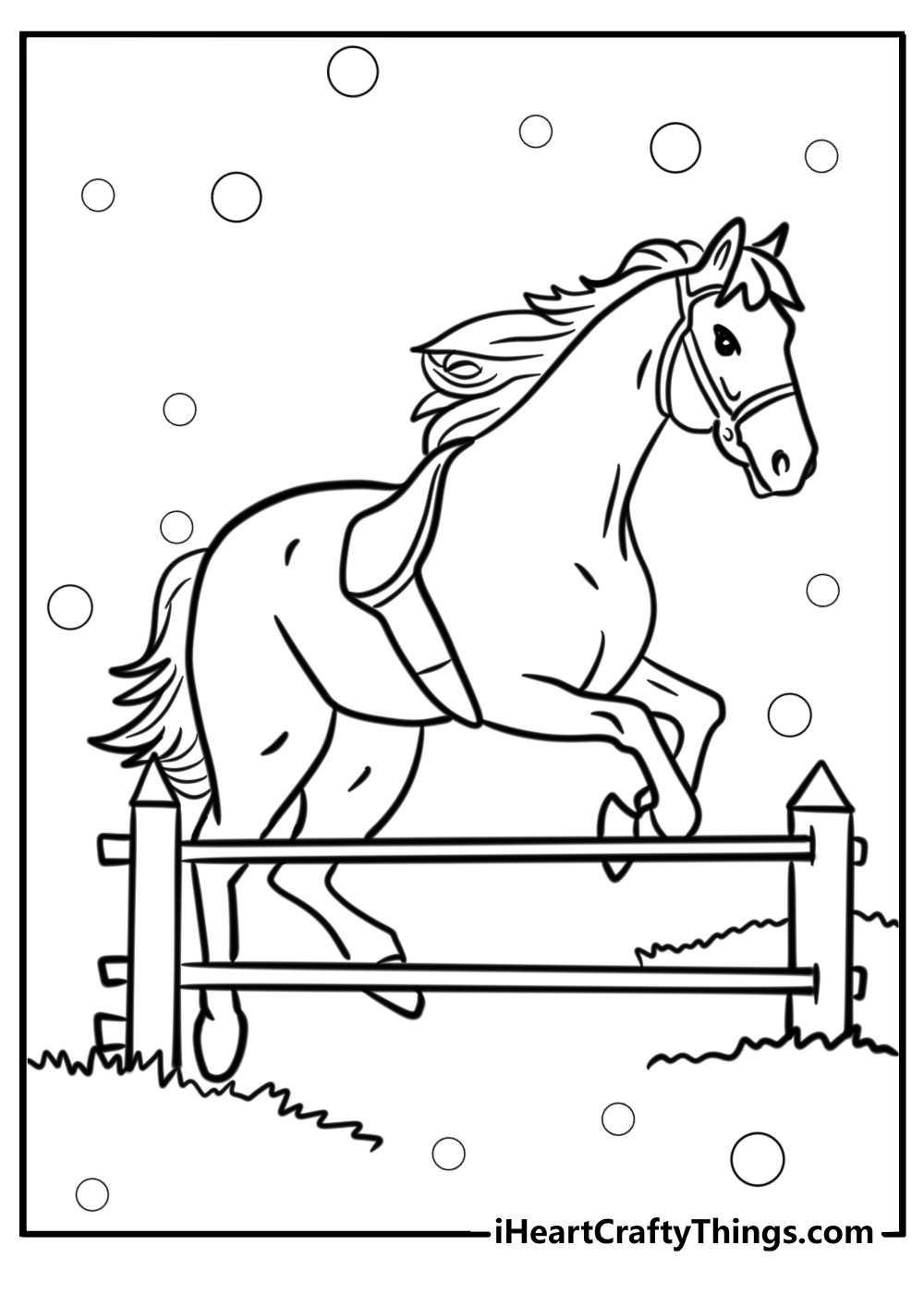 Show jumping horse jumping coloring pages