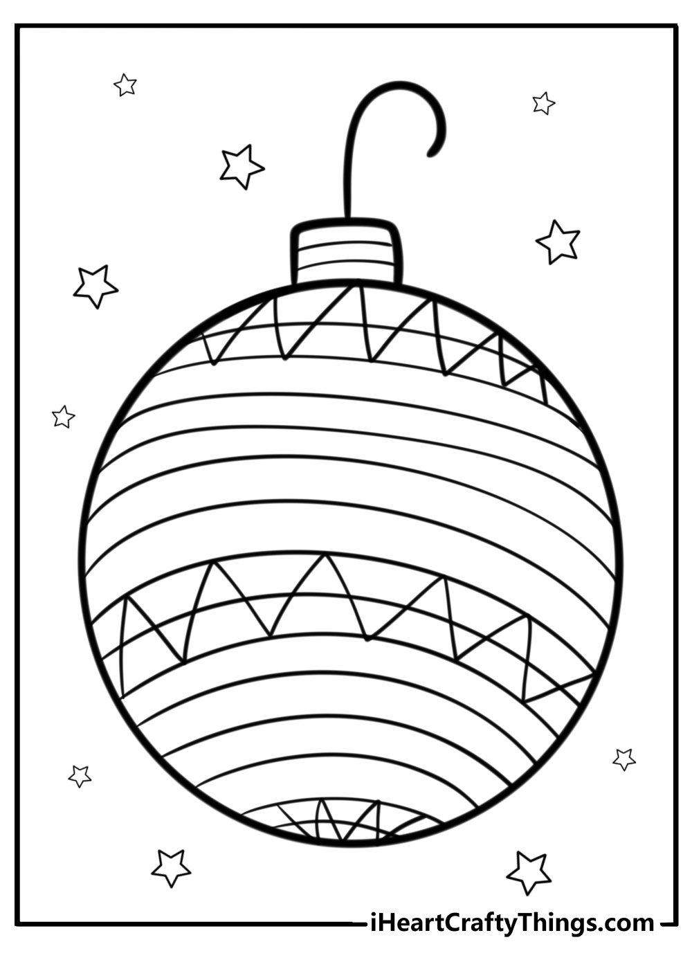 Simple christmas ornament with stripes coloring page