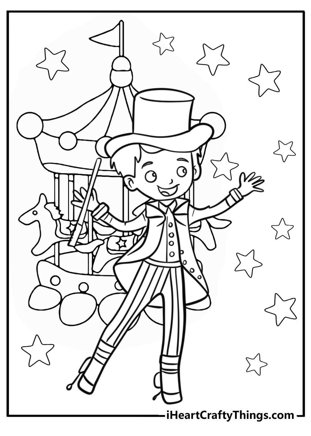 Simple circus coloring page show for preschoolers