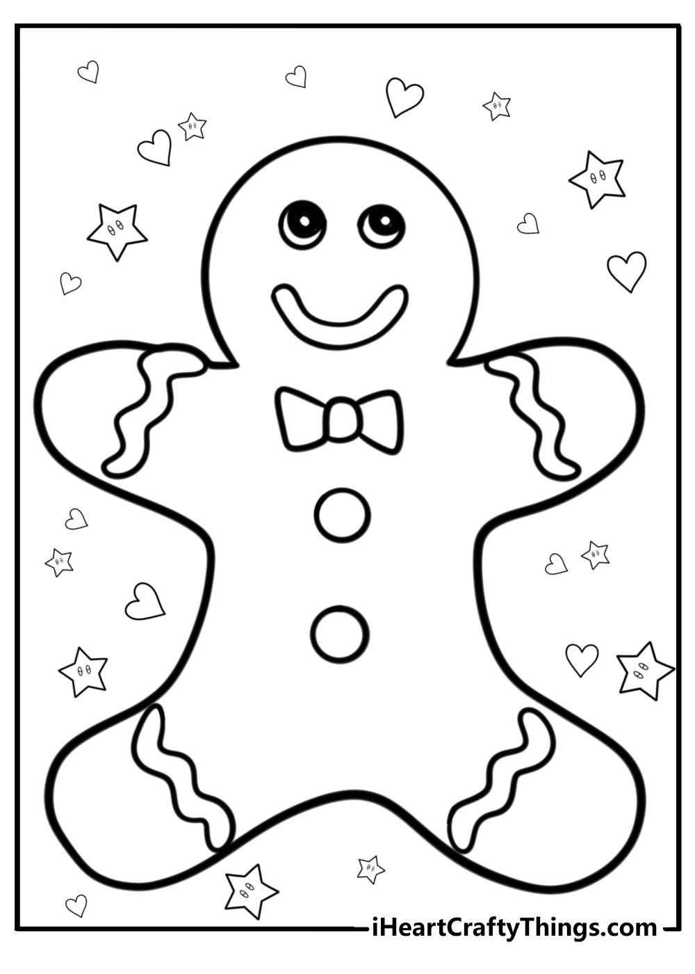 Simple gingerbread man design free coloring page